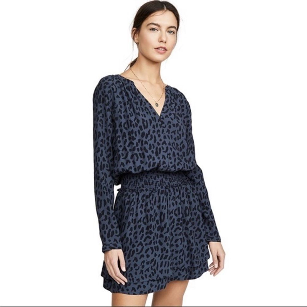 RAILS | Jasmine Blue Animal Print Long Sleeve Mini Dress Women’s Size Small